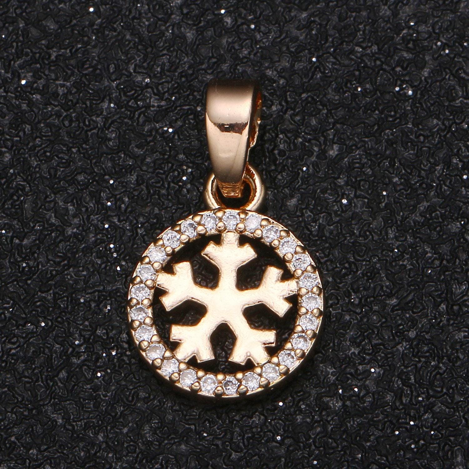 Gold snow charm micro pave charm , winter snowflake jewelry pendant charm for jewelry supply, 1051