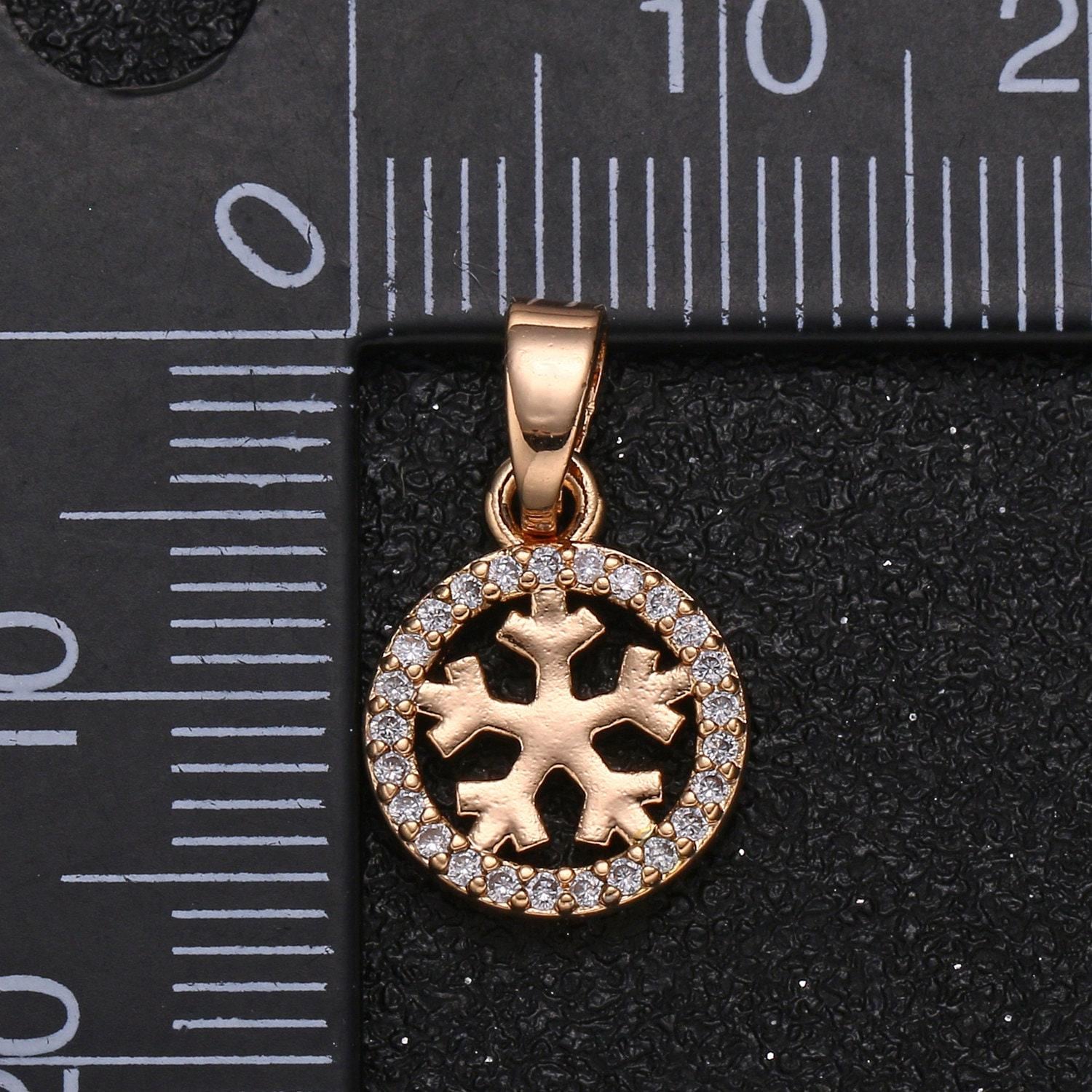 Gold snow charm micro pave charm , winter snowflake jewelry pendant charm for jewelry supply, 1051