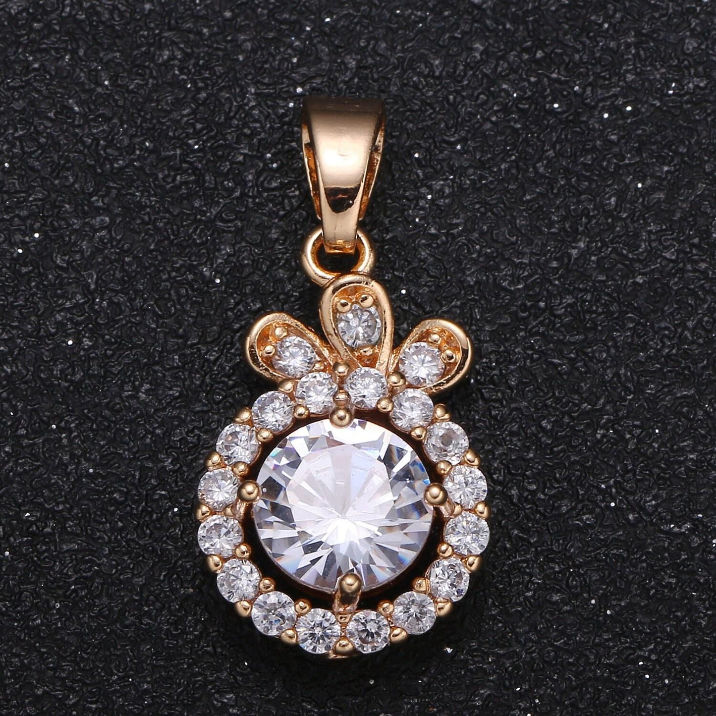 Gold round charm micro pave charm ball cubic solitaire jewelry pendant luxury charm for jewelry supply -1049