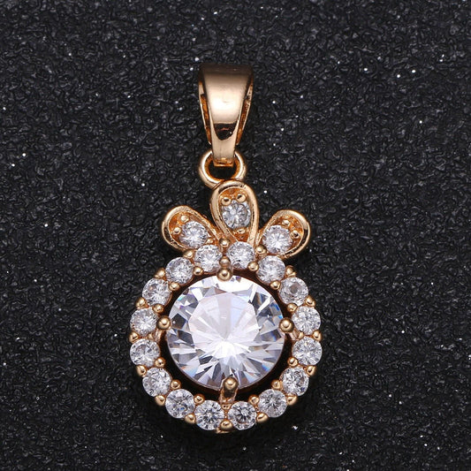 Gold round charm micro pave charm ball cubic solitaire jewelry pendant luxury charm for jewelry supply -1049