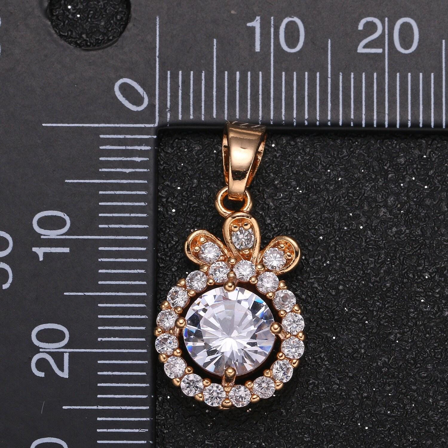 Gold round charm micro pave charm ball cubic solitaire jewelry pendant luxury charm for jewelry supply -1049