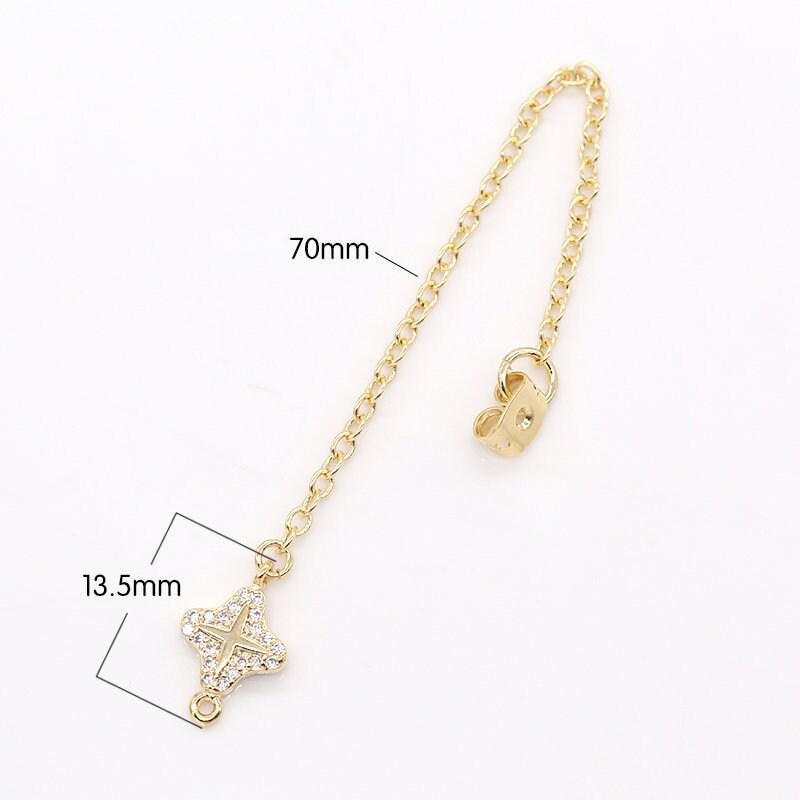 1 pair cubic north star drop ear back 70mm long 1mm thick earring back stopper for earring making components jewelry findings wholesale -838