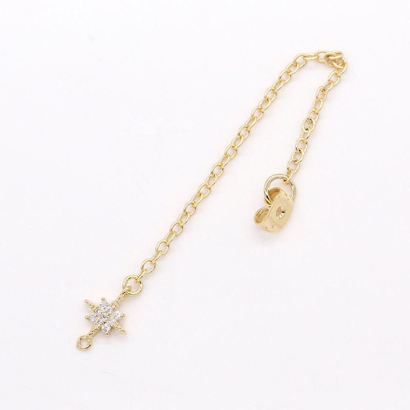 1 pair micro pave north star drop ear back 70mm long 1mm thick earring back stopper earring making components jewelry findings wholesale-837
