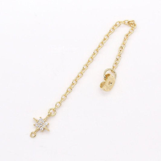 1 pair micro pave north star drop ear back 70mm long 1mm thick earring back stopper earring making components jewelry findings wholesale-837