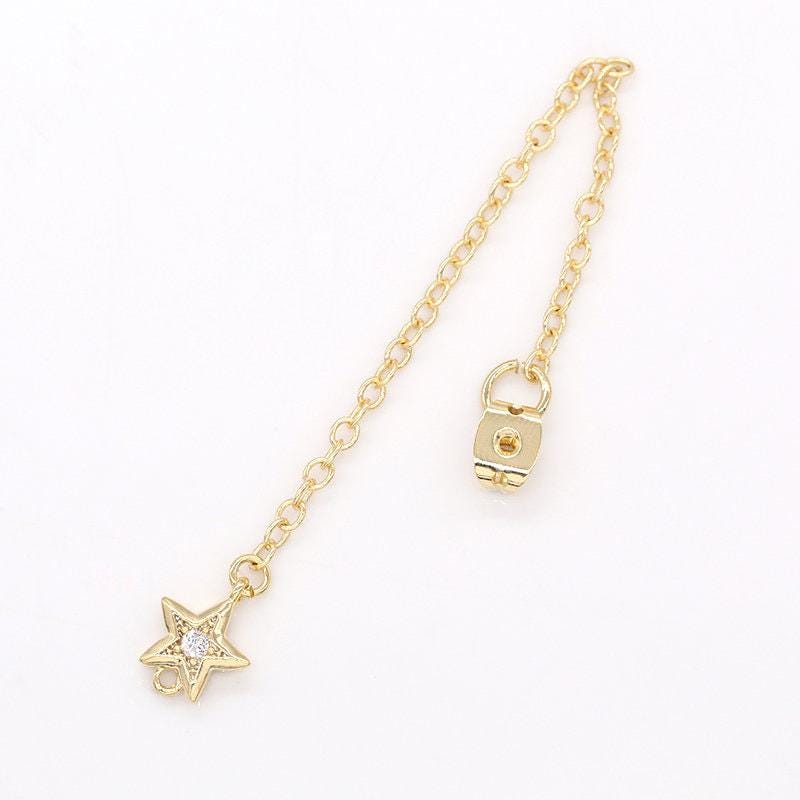 1 pair micro pave little star drop ear back 70mm long 1mm thick earring back stopper earring making components jewelry finding wholesale-836
