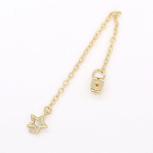 1 pair micro pave little star drop ear back 70mm long 1mm thick earring back stopper earring making components jewelry finding wholesale-836