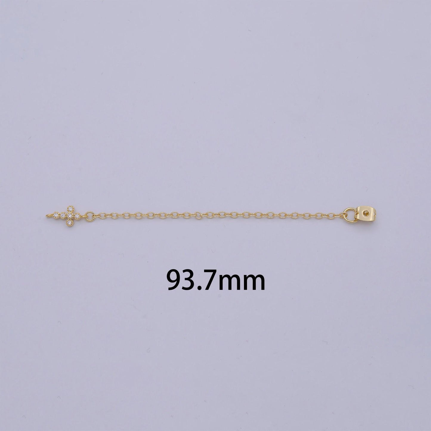 1 pair gold ear back stoppers, earring nuts with long tassel chain cz cross earring component finding k-200
