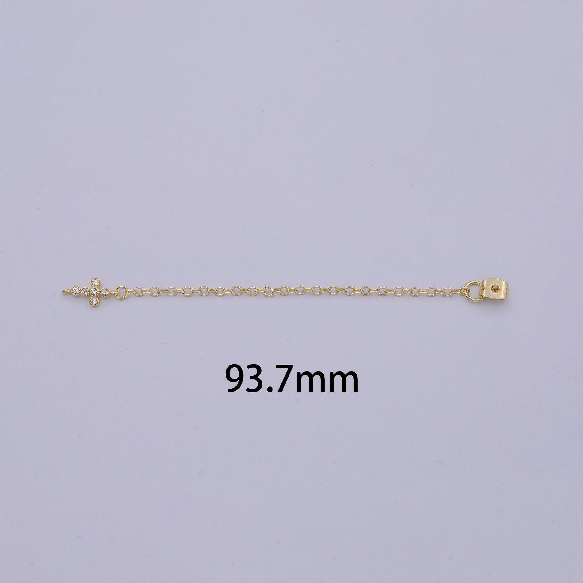 1 pair gold ear back stoppers, earring nuts with long tassel chain cz cross earring component finding k-200