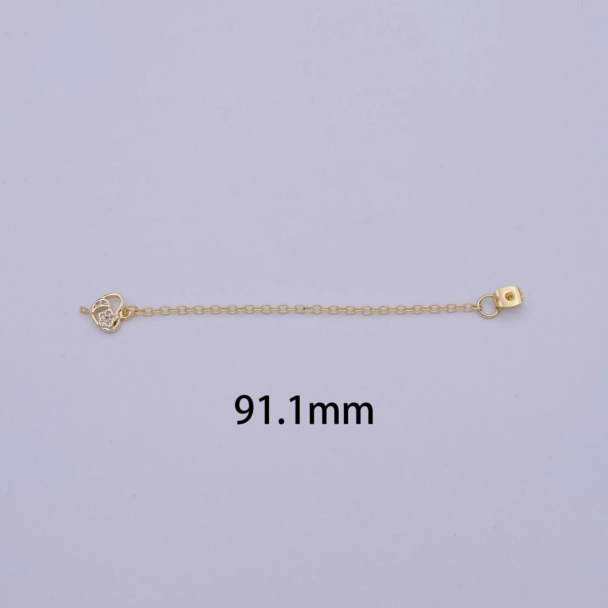 1 pair gold ear back stoppers, earring nuts with long tassel chain cz heart earring component finding k-145