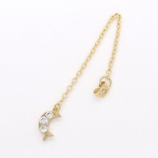 1pair micro pave mini crescent moon drop ear back 70mm long celestial earring back stopper for earring making components jewelry finding,833