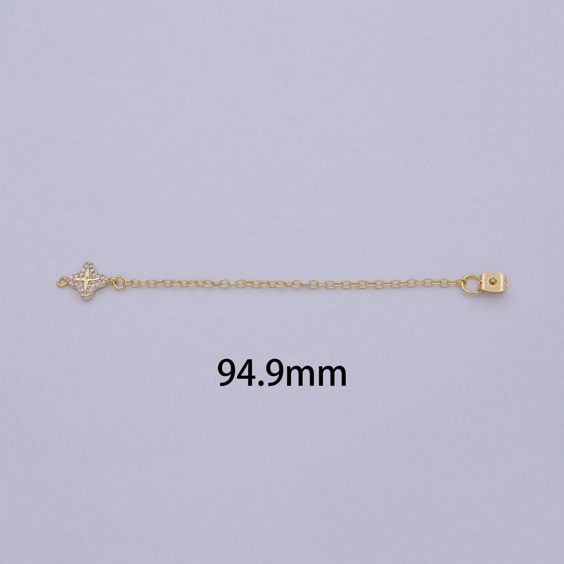 1 pair gold ear back stoppers, earring nuts with long tassel chain 94.9mm cz star earring component finding k-087