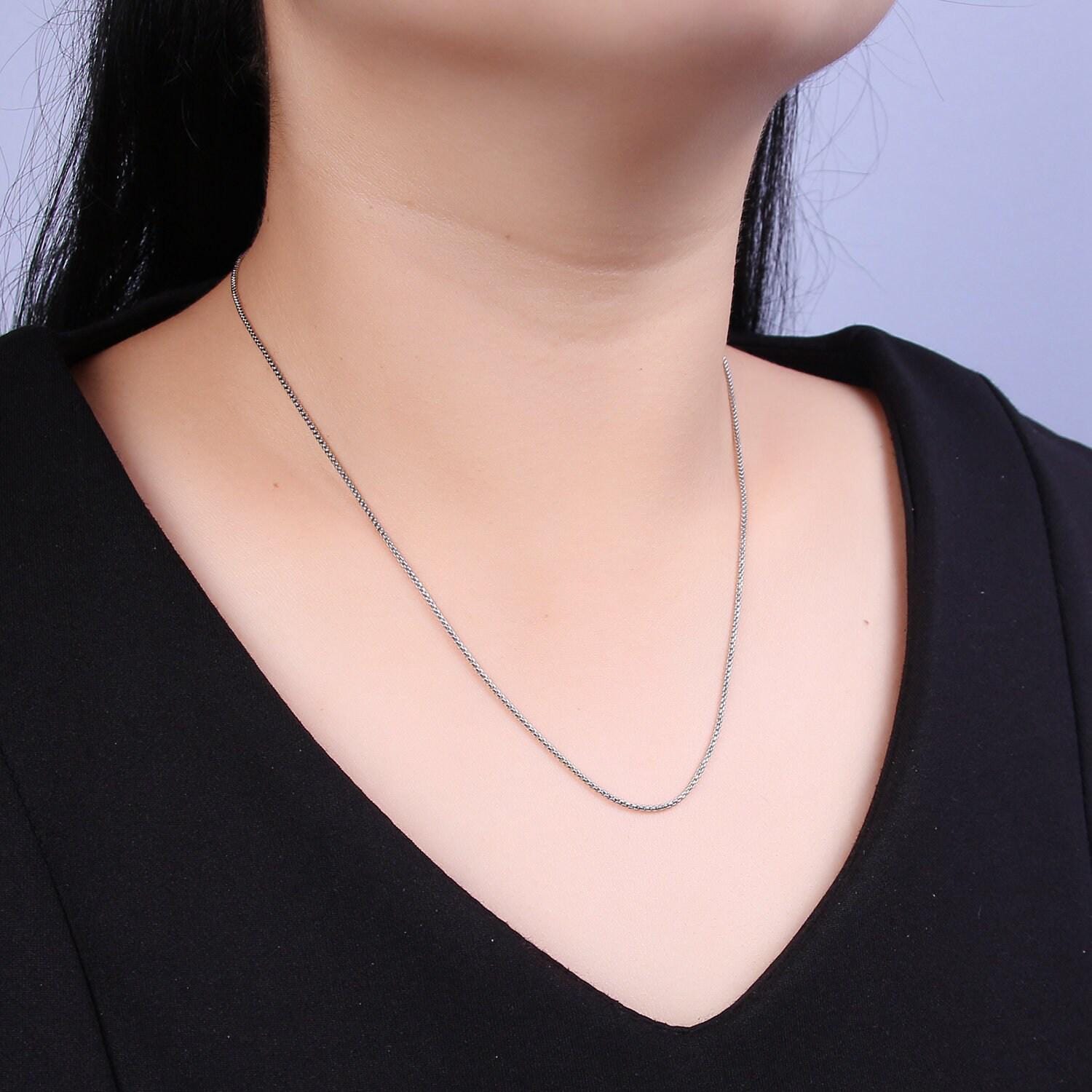 Dainty 24k gold filled rolo chain necklace 1.3 mm rolo link chain jewelry making women necklace 17.7" w/ 2 " extender wa-725