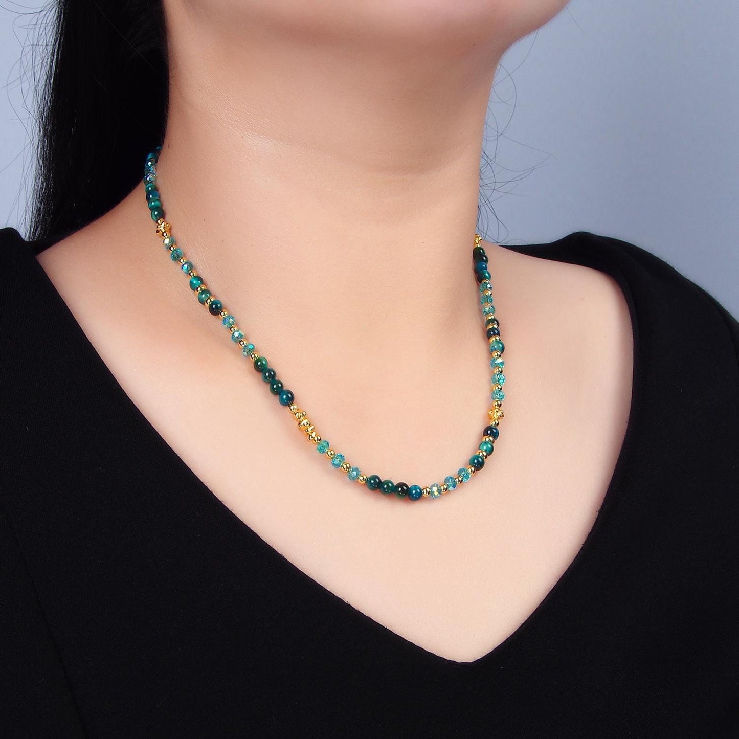 Multifaceted gemstone 14k gold filled beaded necklace | wa-2651 - wa-2654