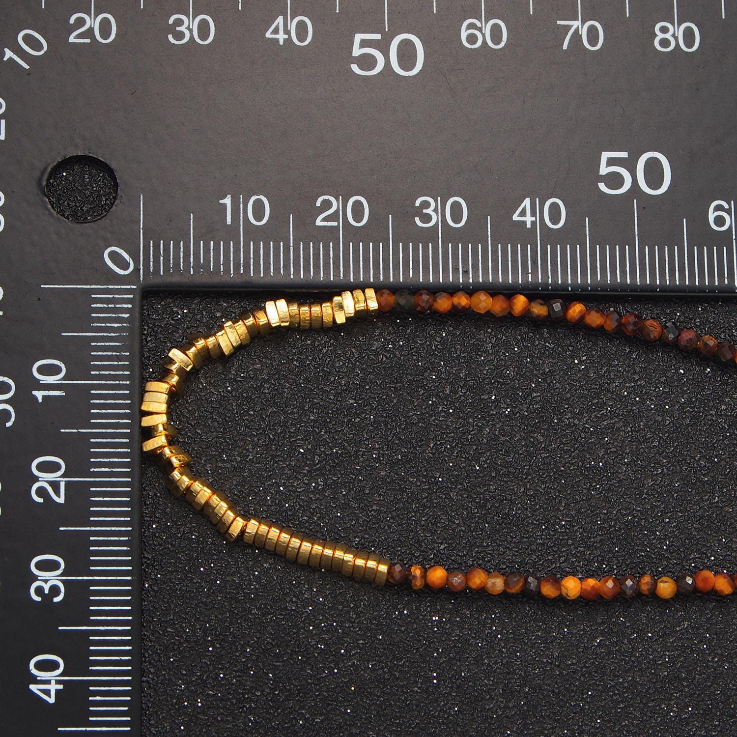 Dainty handmade brown tiger eye bead multifaceted 14k gold filled beaded necklace | wa-2648
