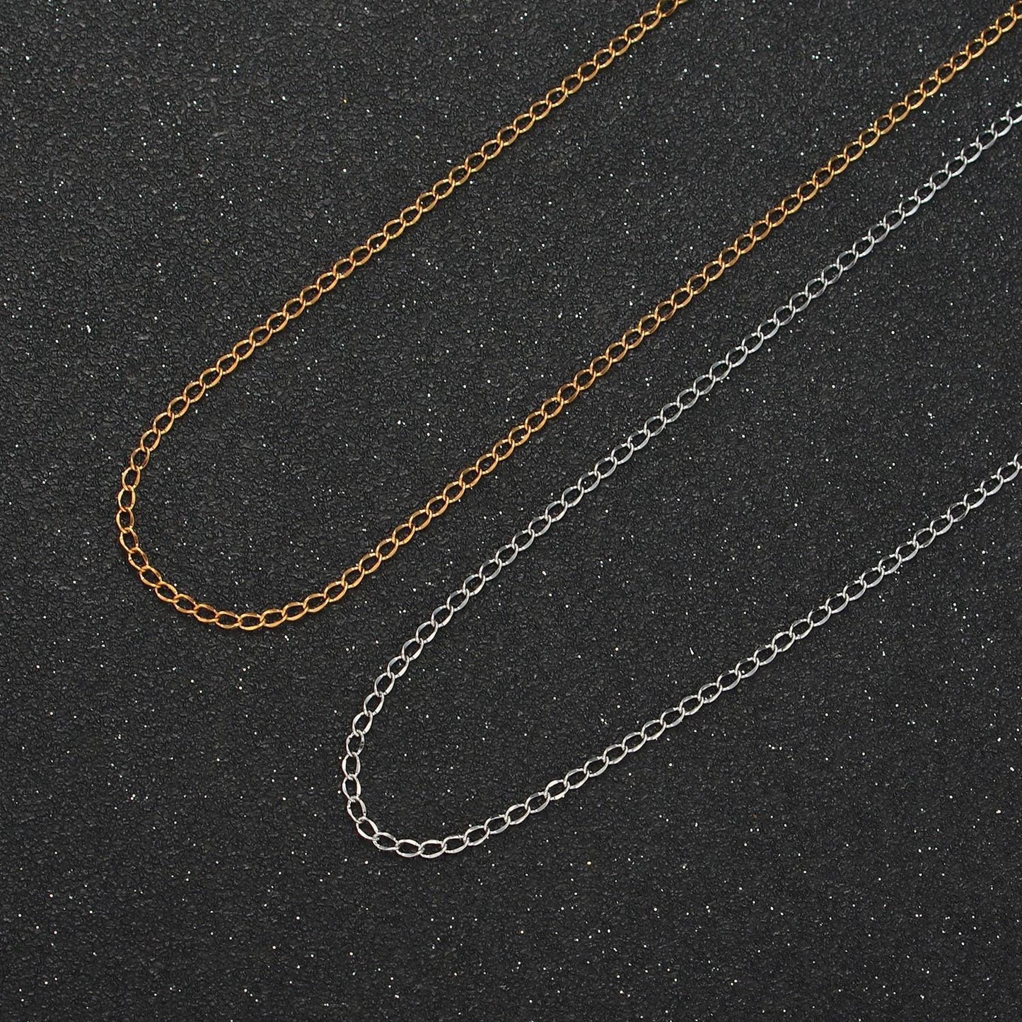 18 inch curb chain stainless steel necklace in gold & silver | wa-2606 wa-2607