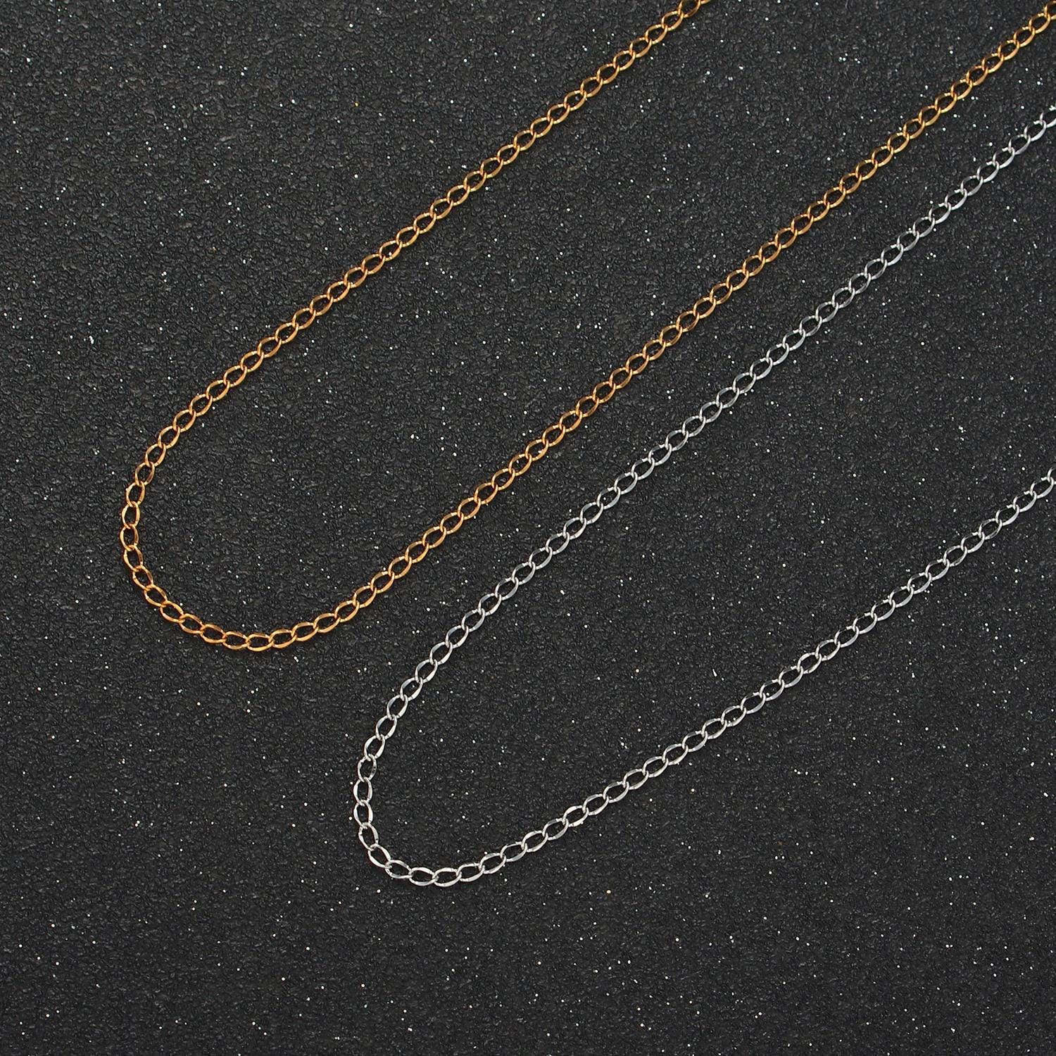 18 inch curb chain stainless steel necklace in gold & silver | wa-2606 wa-2607