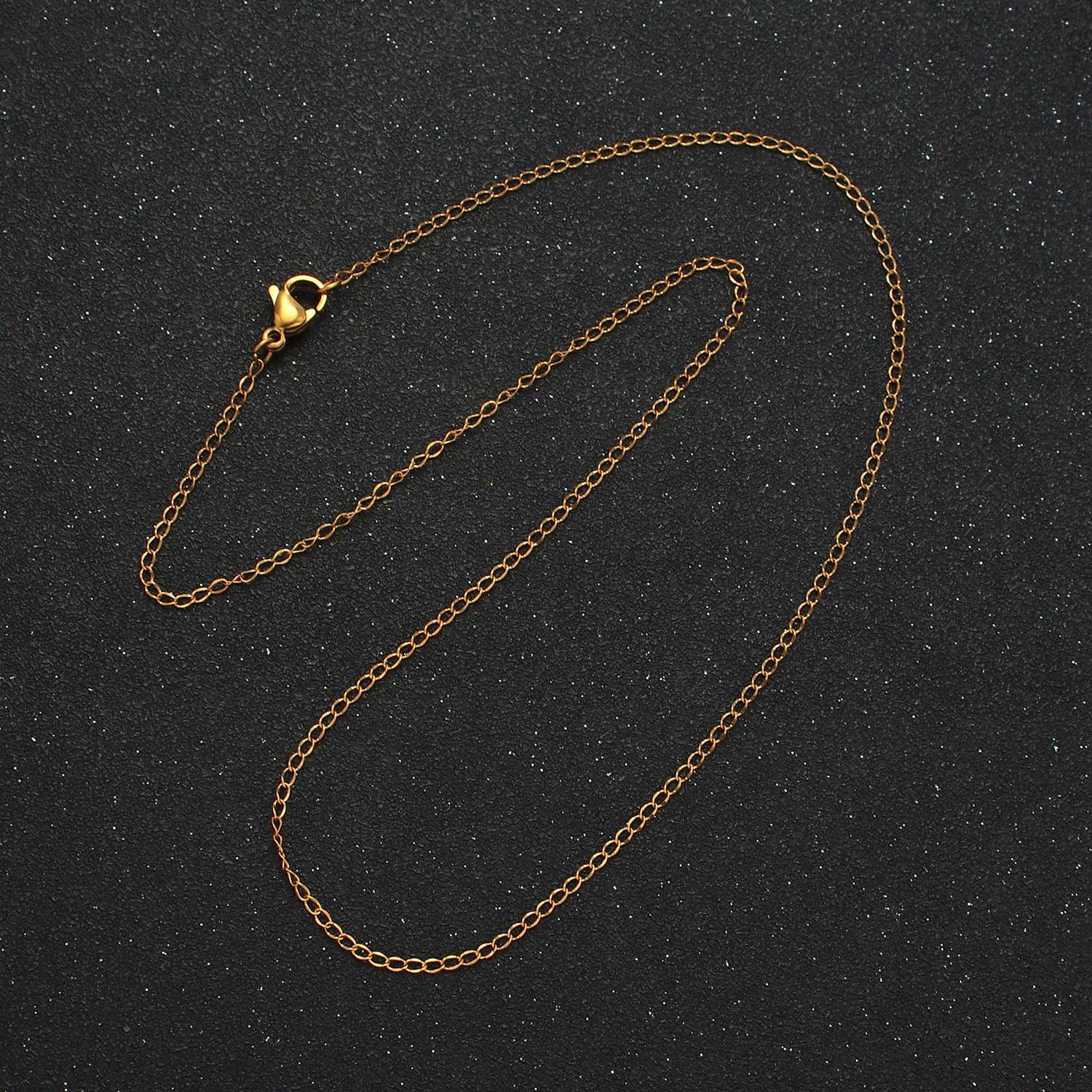 18 inch curb chain stainless steel necklace in gold & silver | wa-2606 wa-2607