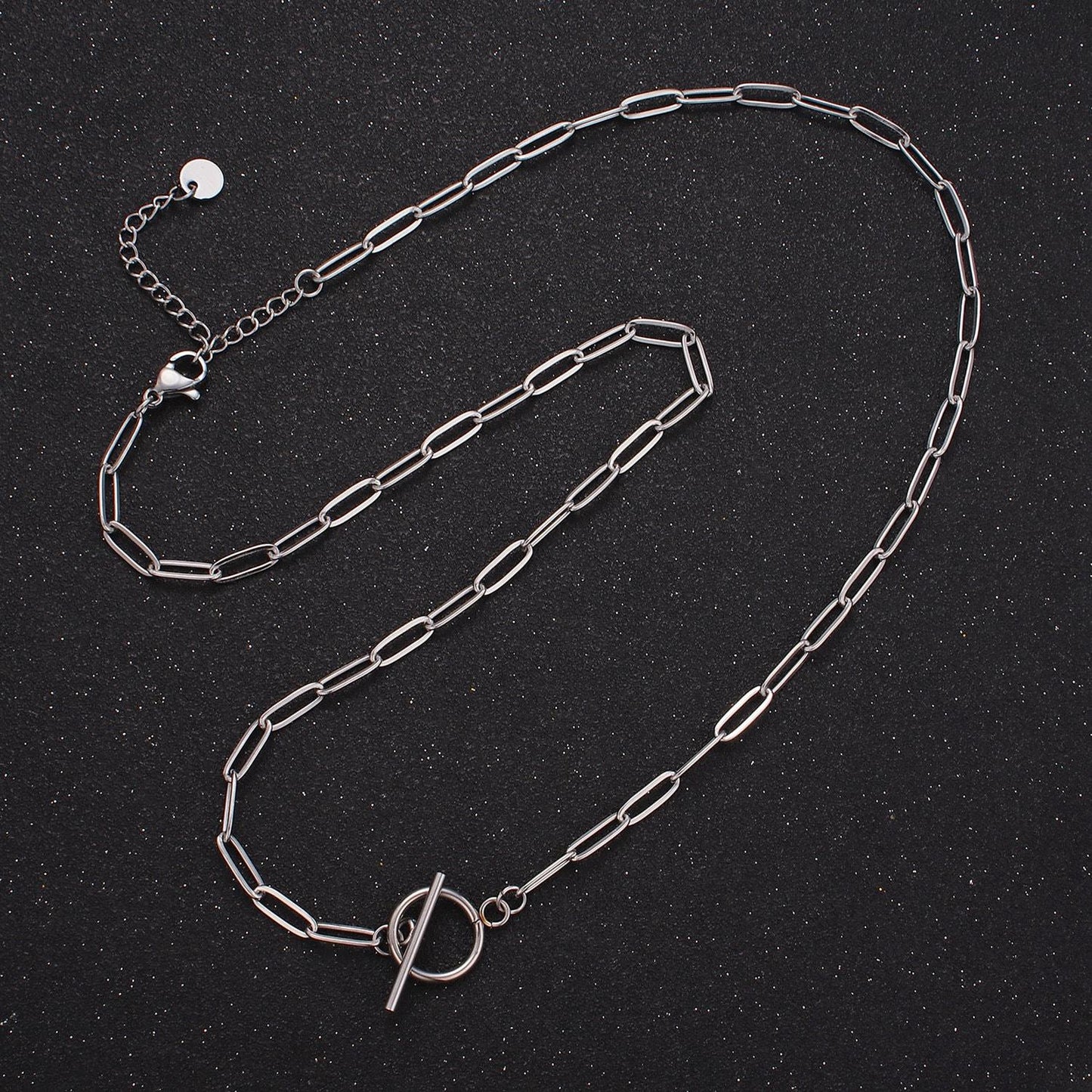 Dainty stainless steel paper clip chain necklace gold elongated necklace cable link chain 19 inch ready to wear necklace tarnish free wa2492