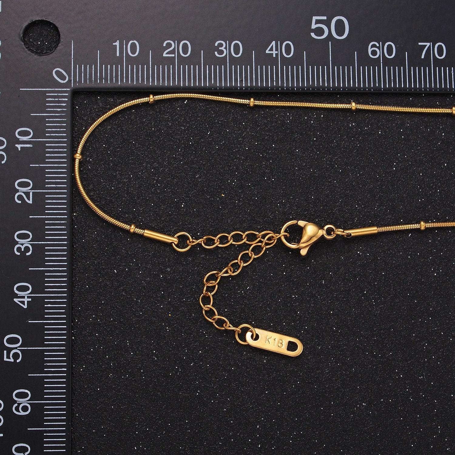Gold stainless steel 0.8mm satellite snake 18 inch layering herringbone chain necklace | wa-2484