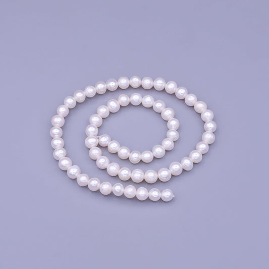 6.5mm aaa small near round pearl beads, white freshwater pearl beads, loose, pearl strand seed pearl, natural, luster pearl jewelry wa-1667
