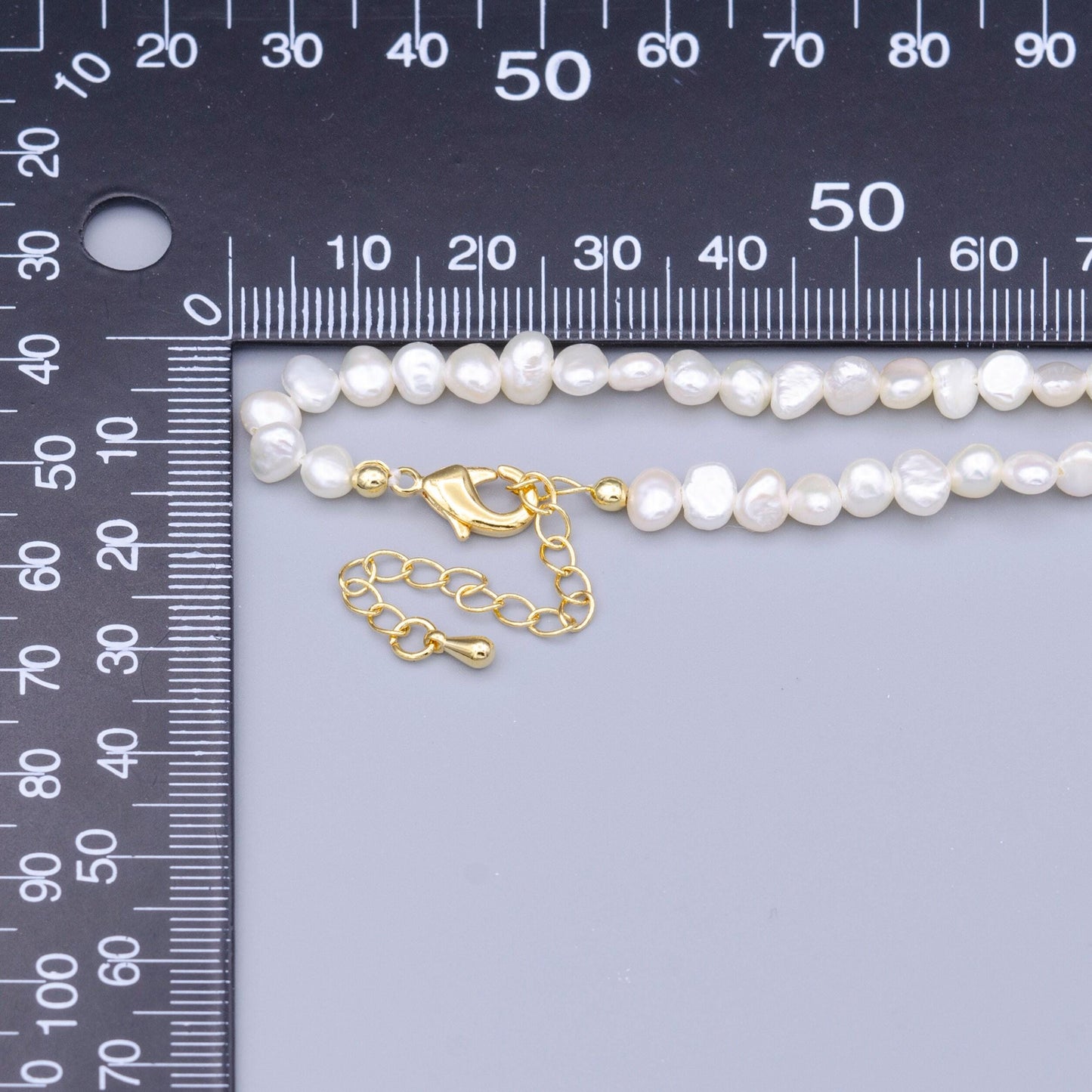 5.2mm white nugget round freshwater pearl 15 inch choker necklace | wa-1500