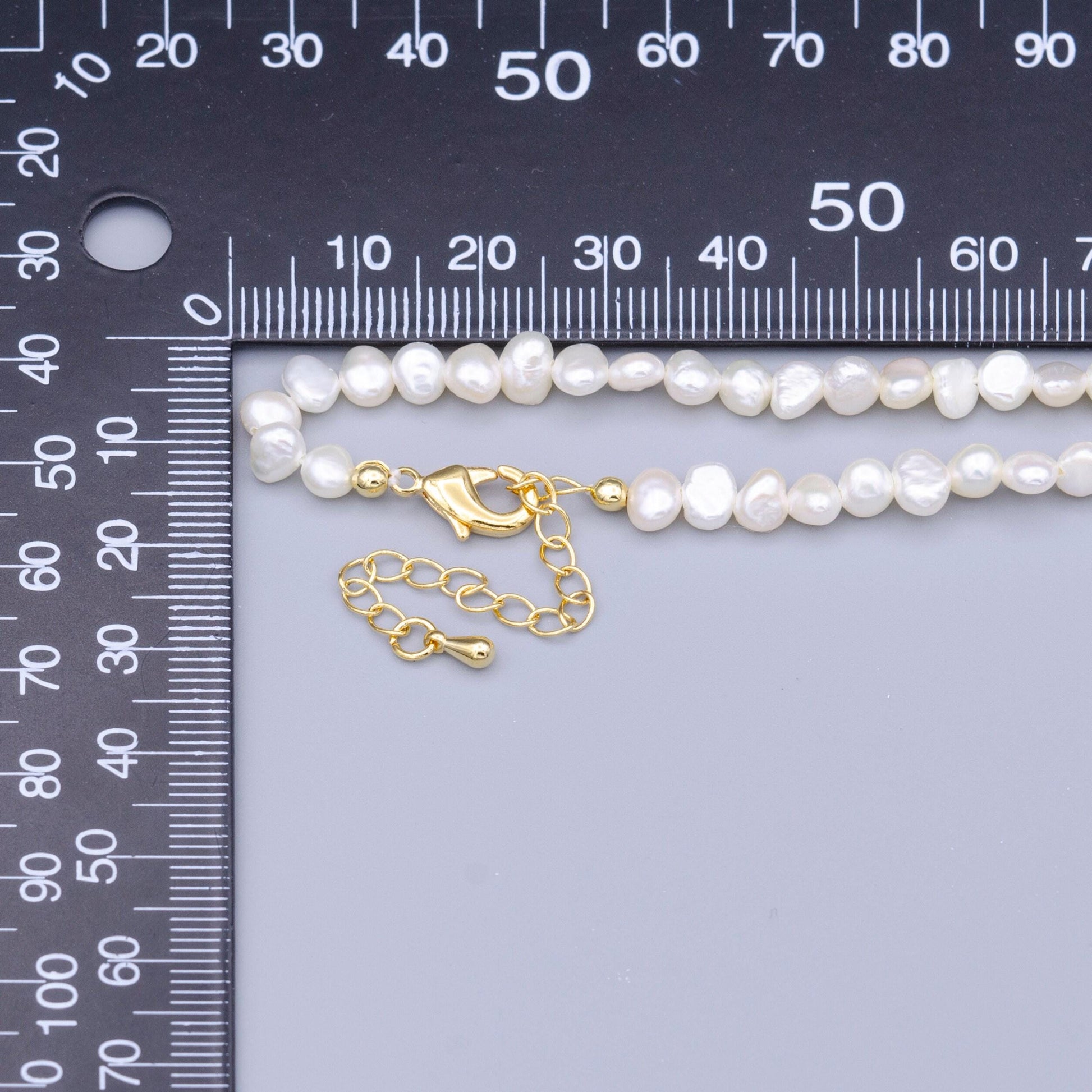 5.2mm white nugget round freshwater pearl 15 inch choker necklace | wa-1500