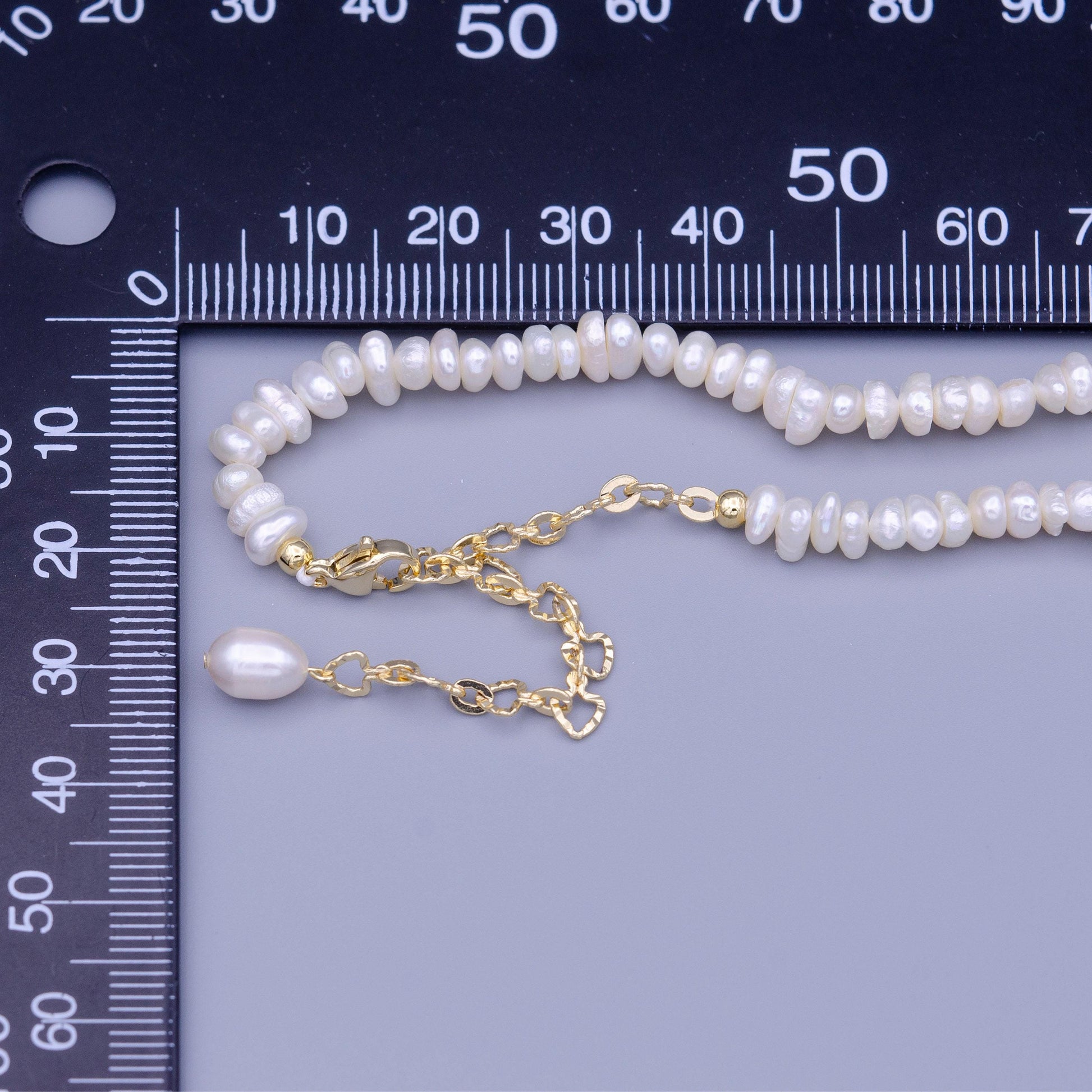 Tiny rice pearl strand necklace, freshwater pearl necklace with gold accent for minimalist jewelry dainty pearl choker necklace wa1450