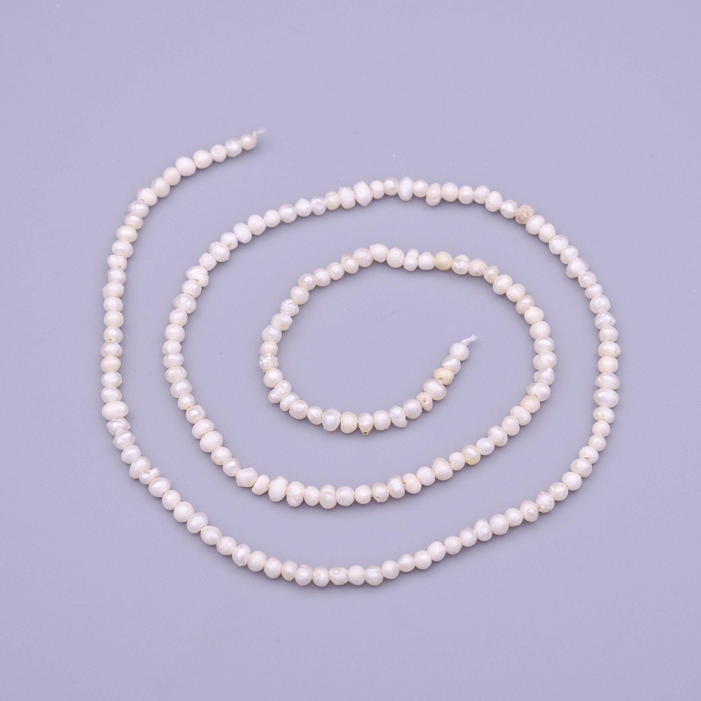 2.5mm seed luster white potato round off freshwater pearl 15" full strand 175 pc cute seed pearl beads pearlcore inspired