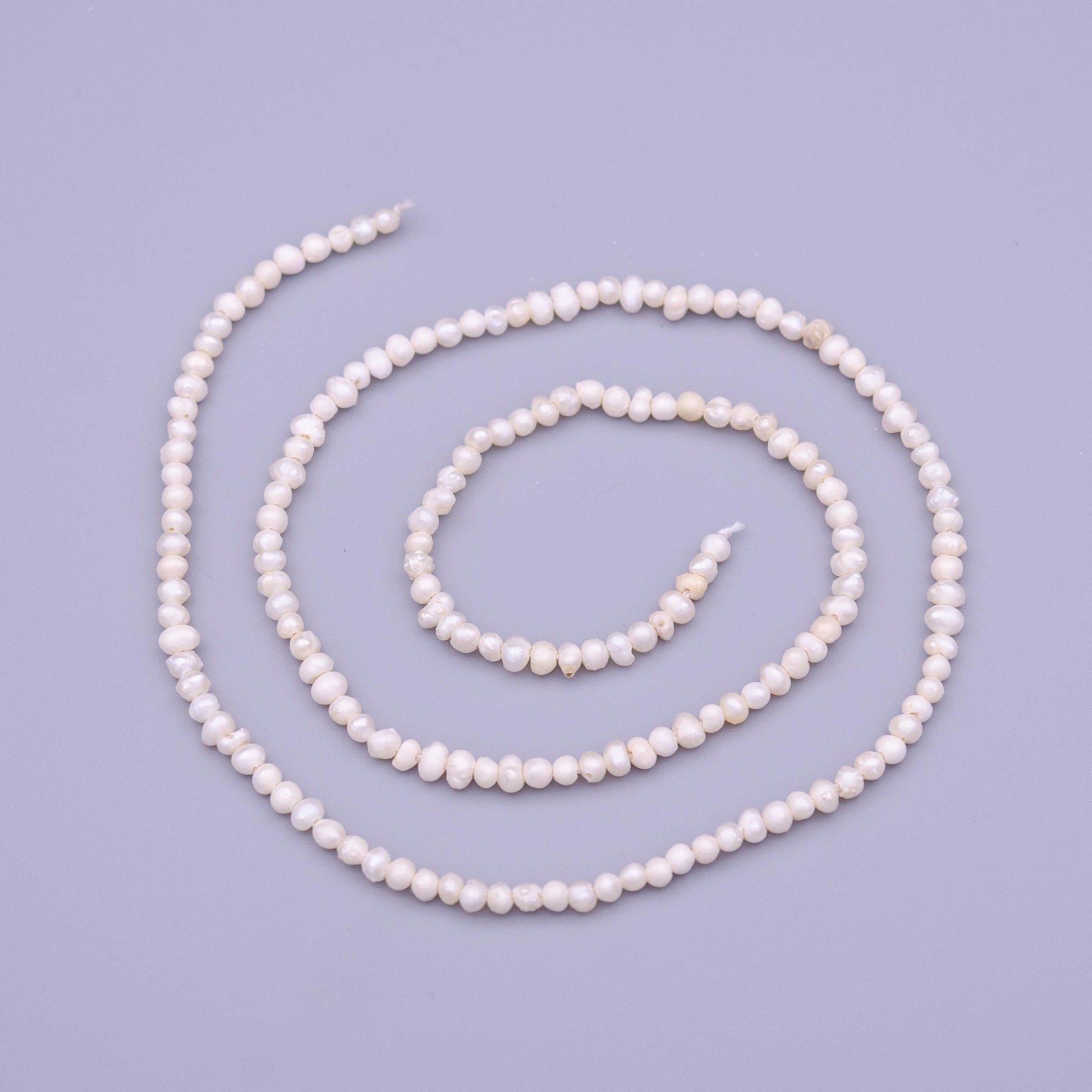 2.5mm seed luster white potato round off freshwater pearl 15" full strand 175 pc cute seed pearl beads pearlcore inspired