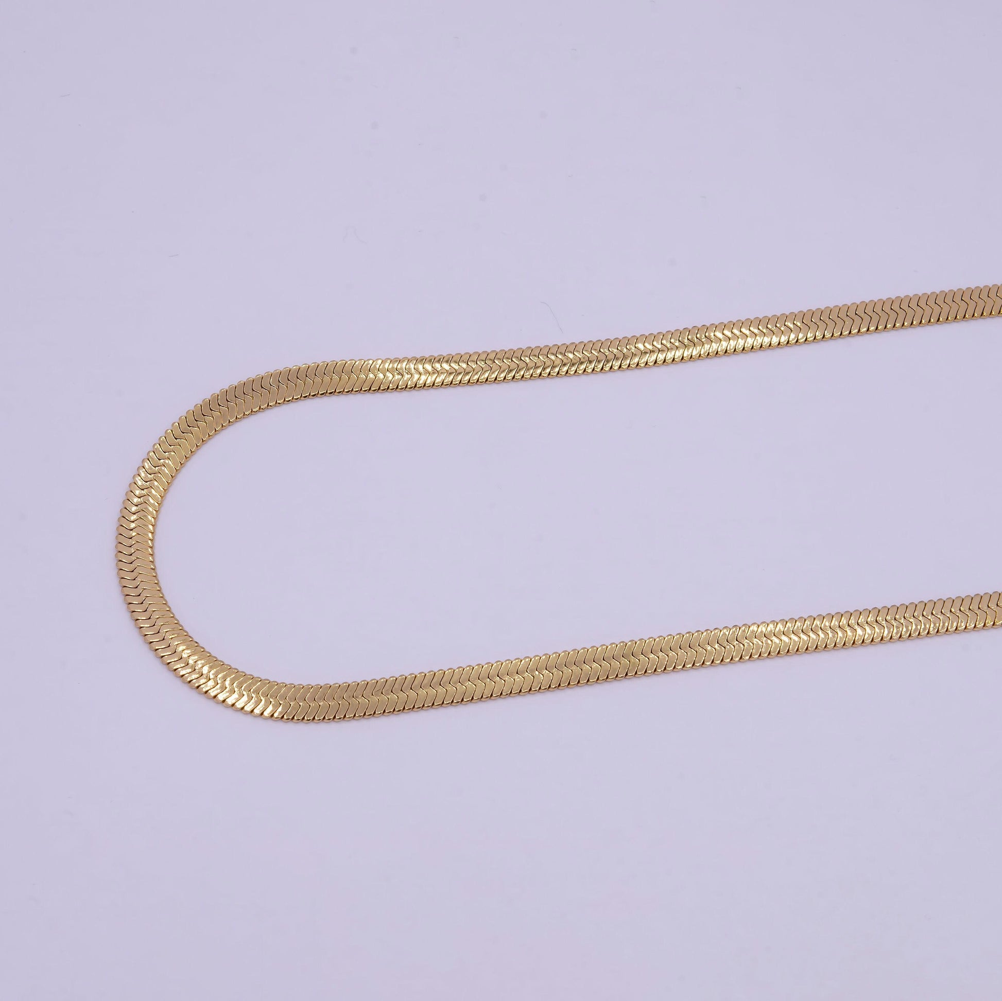 5.0mm gold herringbone necklace, 24k gold filled 15.7" or 17.7" + 2.0" extender delicate snake gold necklace | wa-932, wa-936