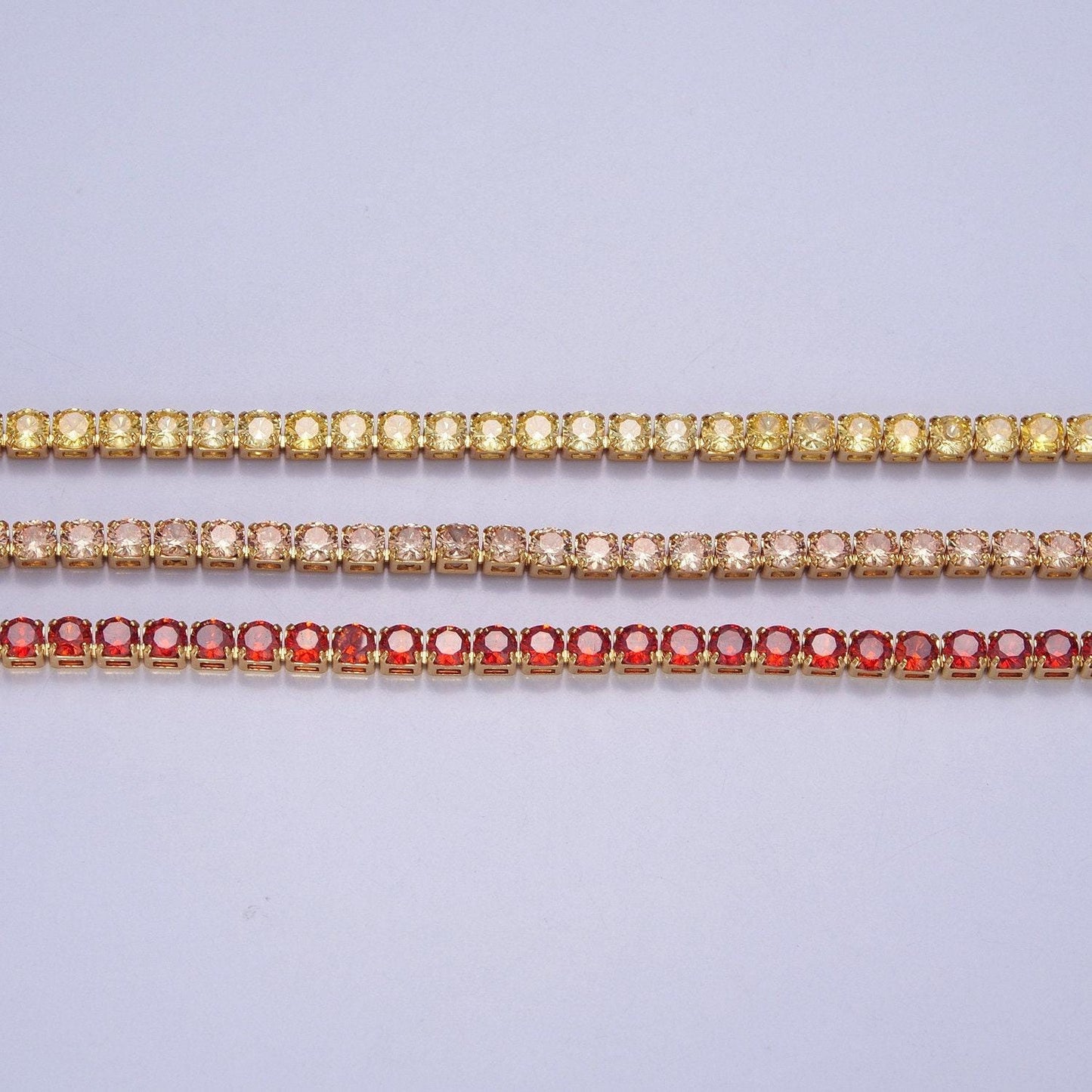 Gold, red, yellow tennis necklace | 2mm round cubic zirconia necklace | diamond cz tennis chain necklace | adjustable layer necklace wa-893