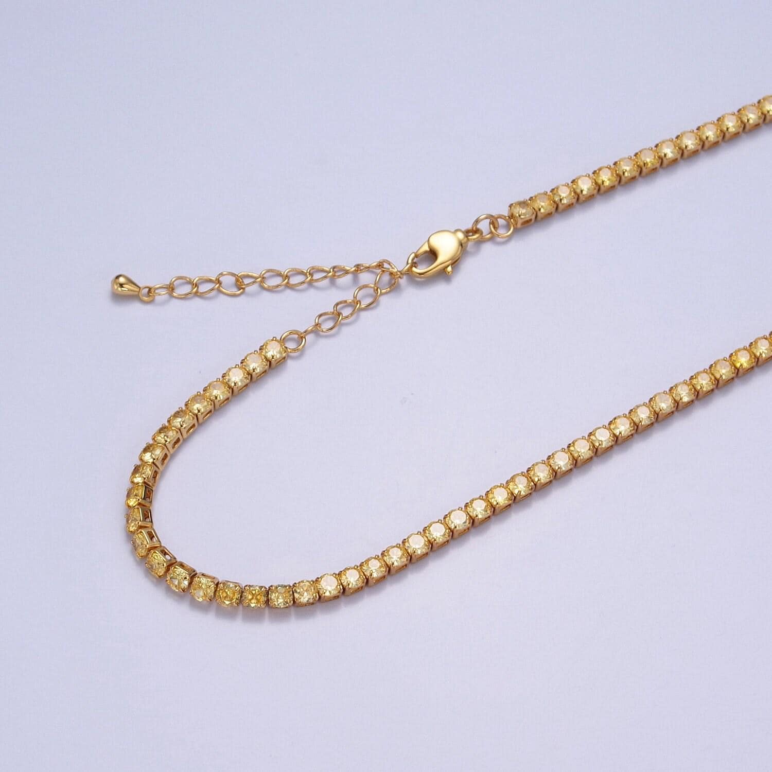 Gold, red, yellow tennis necklace | 2mm round cubic zirconia necklace | diamond cz tennis chain necklace | adjustable layer necklace wa-893