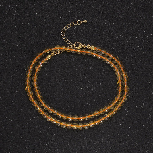 Yellow quartz bead neklace for layering jewelry wa-877