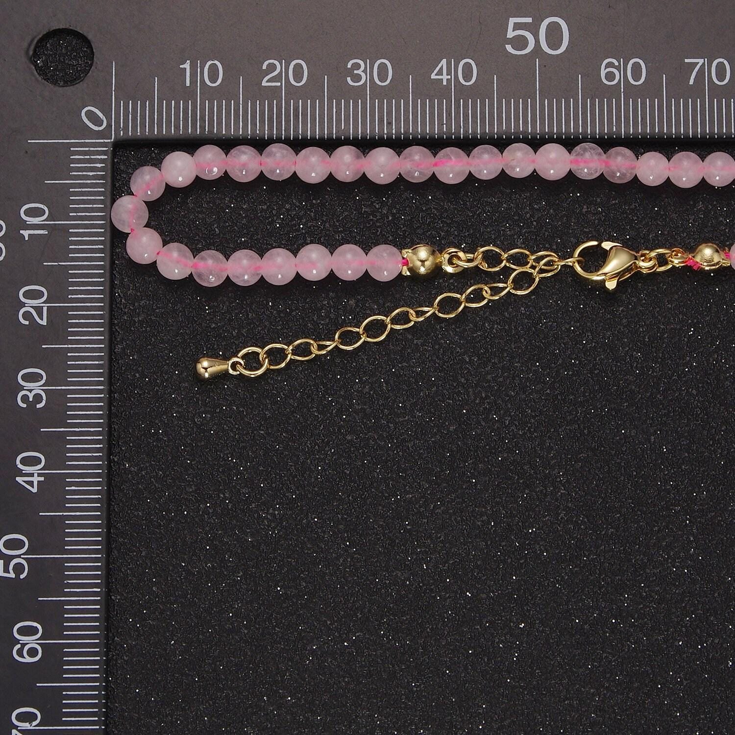 Handmade pink quartz bead neklace for layering jewelry wa-875