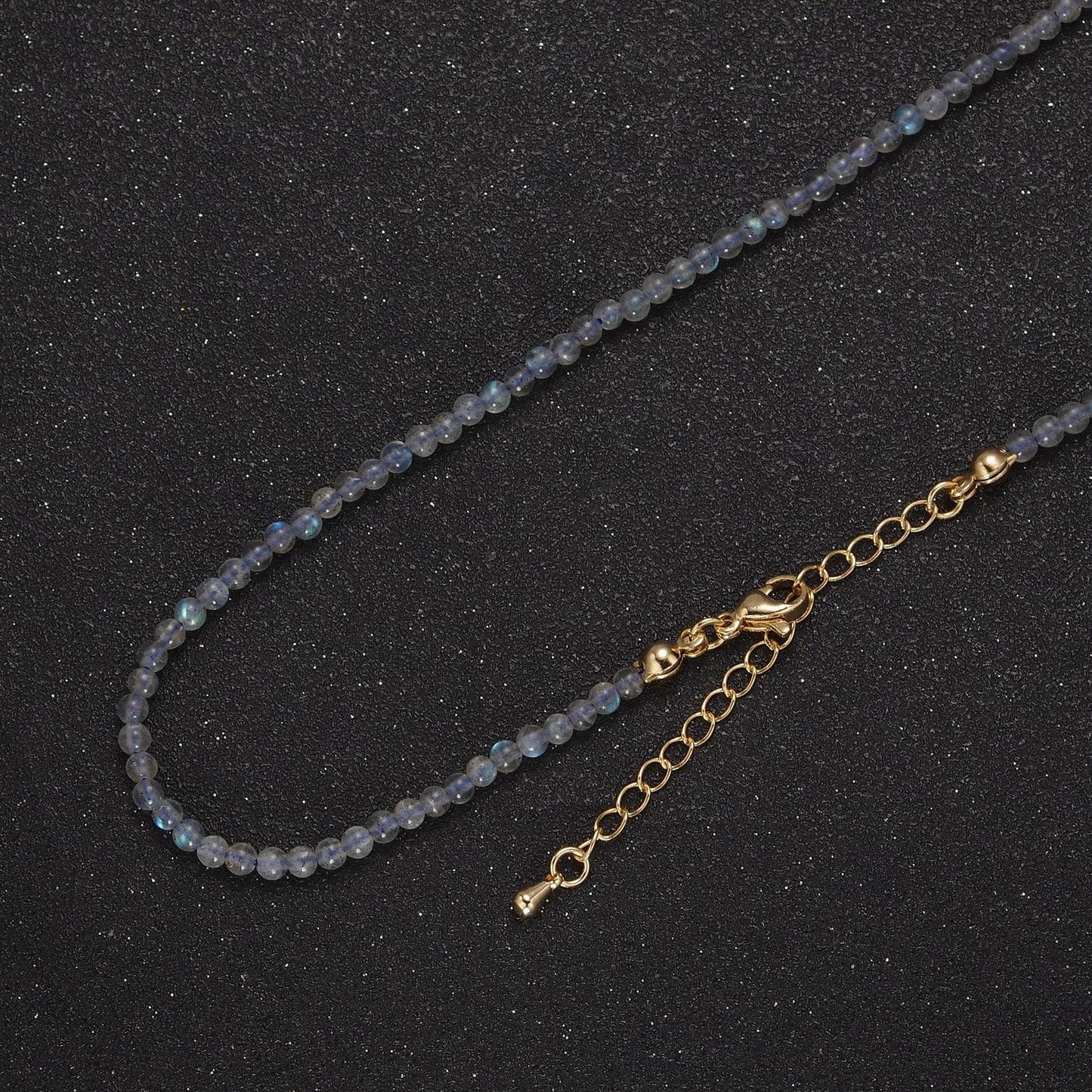 Moonstone beaded necklace 3.2mm rainbow moonstone beads necklace, dainty handmade necklace wa-868