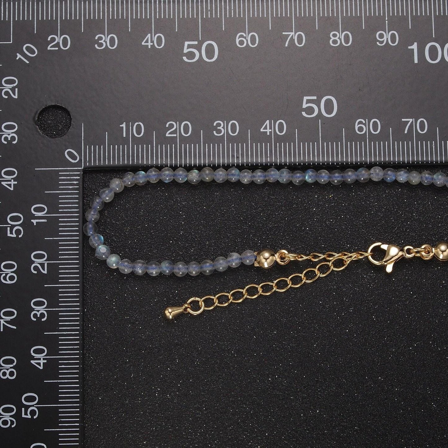 Moonstone beaded necklace 3.2mm rainbow moonstone beads necklace, dainty handmade necklace wa-868