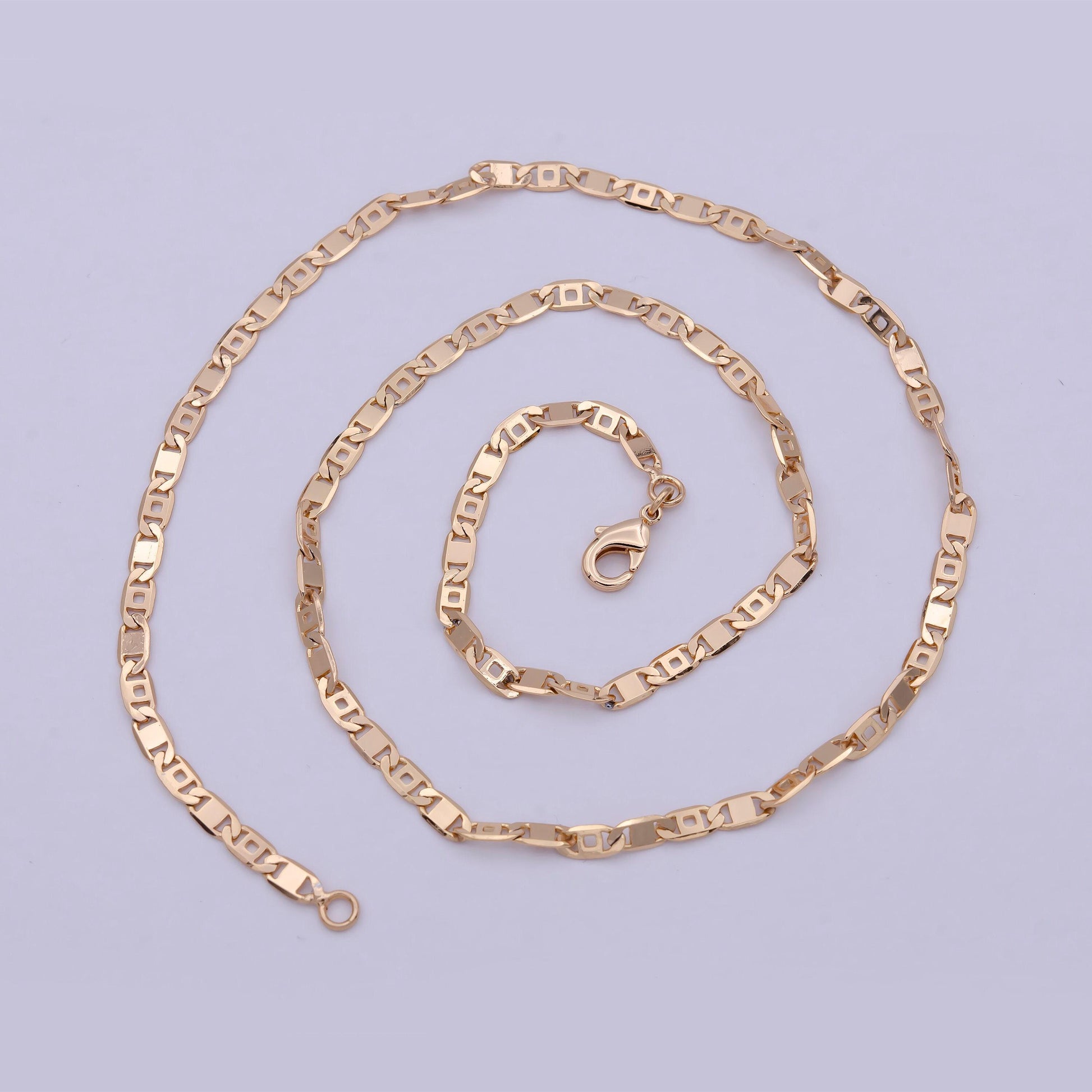 Rose gold mariner link chain necklace, rose gold filled mariner necklace, anchor link chain necklace 17.5 inch wa-804