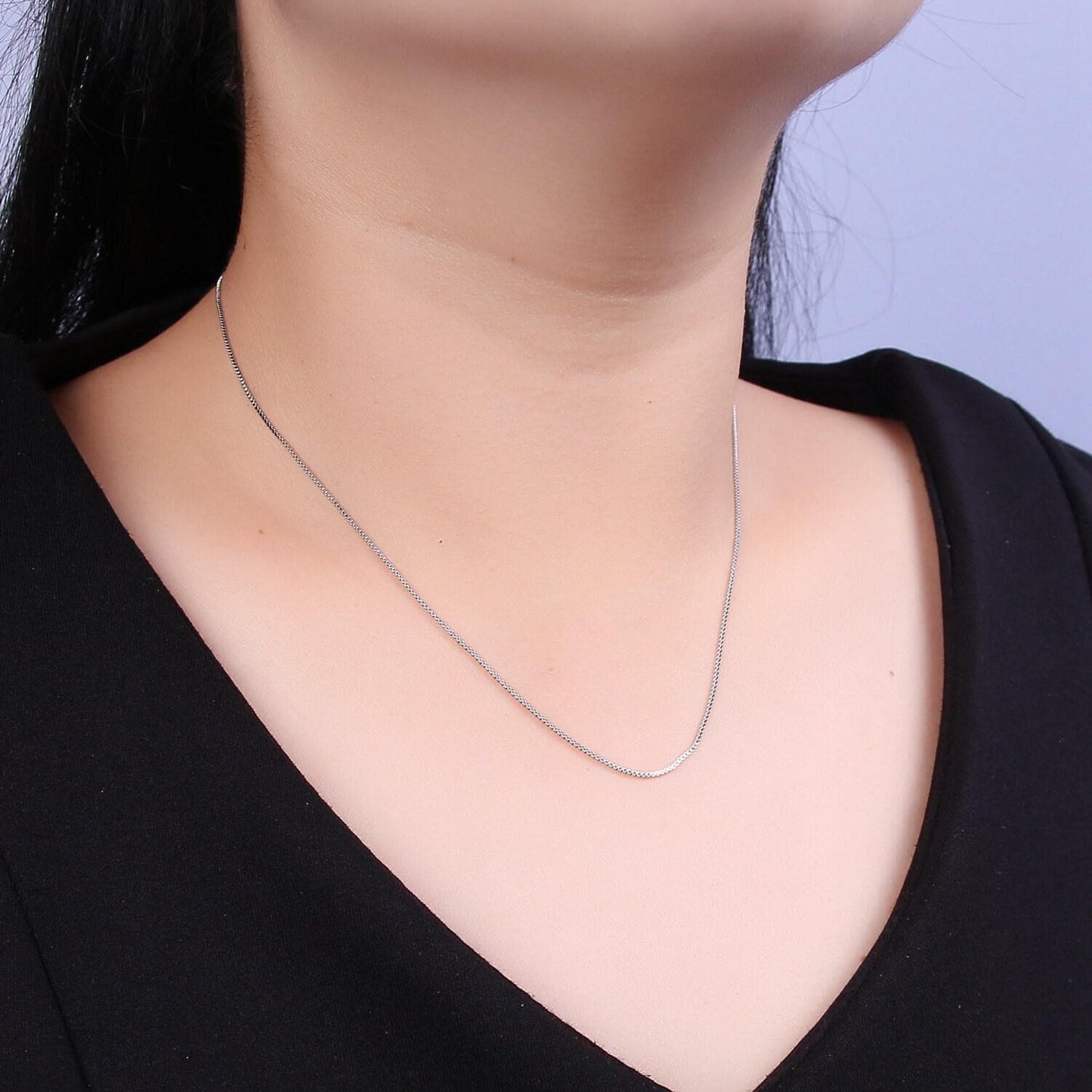 Wholesale 24k gf fine box gold chain necklace simple gold filled necklace thin plain women's necklace 15.5" + 2" extender women chain wa-795