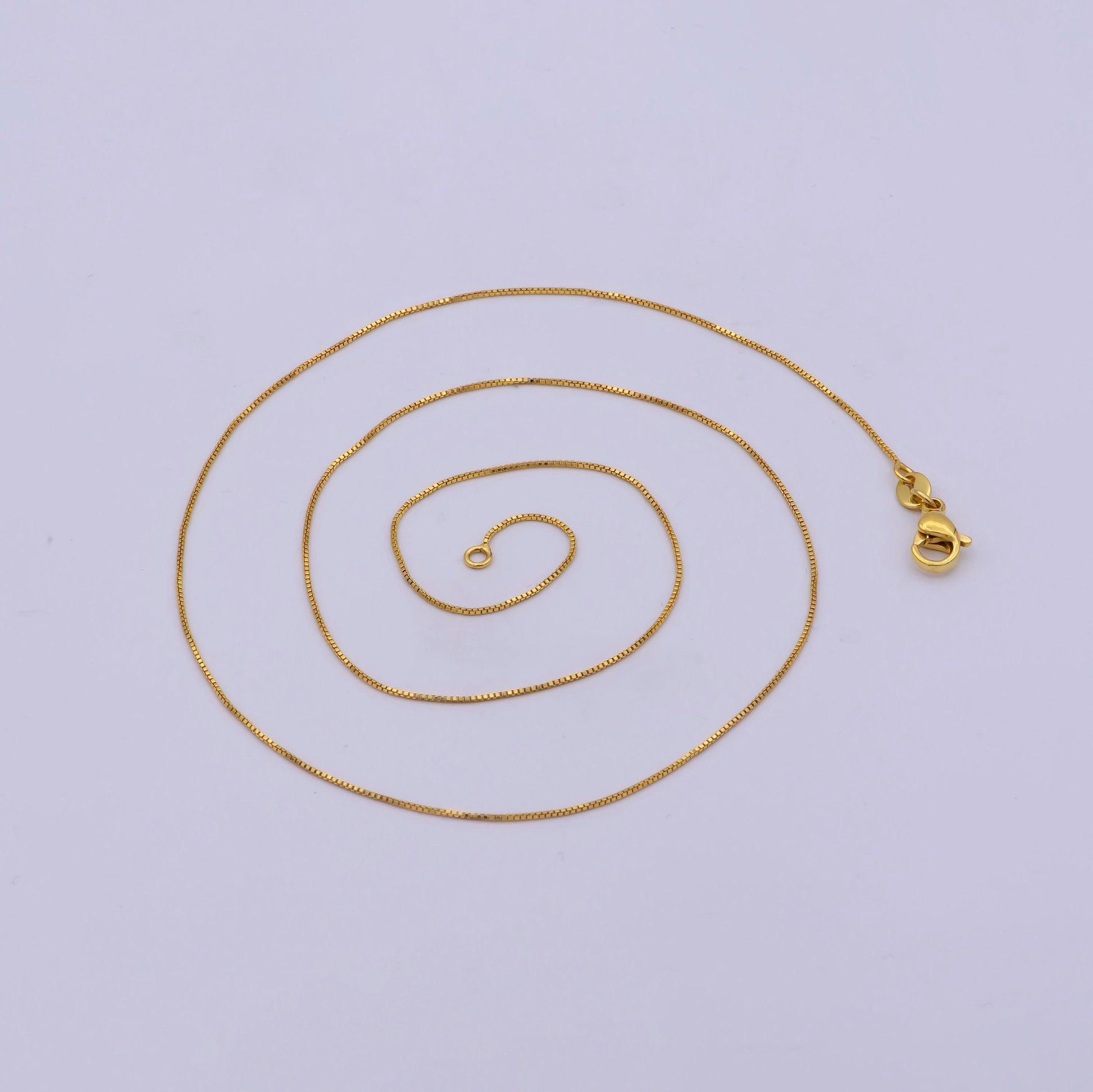0.6 mm chain box necklace, 24k gold filled box chain, dainty gold filled chain, minimalist necklace 16.0 inch chain | wa-776