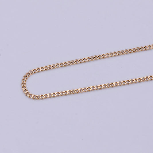 Thin gold, 18k gold plated chain, curb chain, cuban chain necklace, stacked gold chains, gold chain necklace for woman, cuban link wa-765