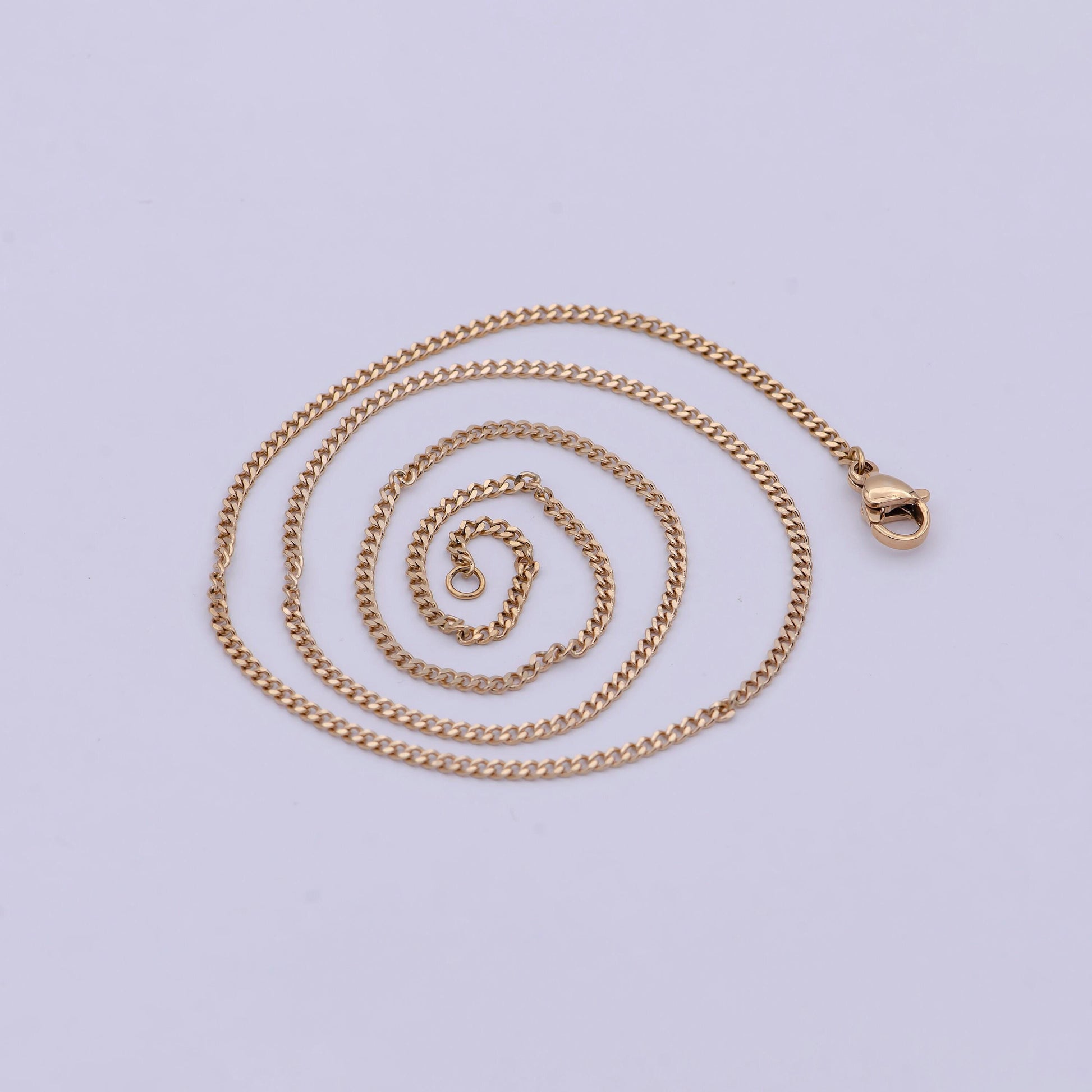 Thin gold, 18k gold plated chain, curb chain, cuban chain necklace, stacked gold chains, gold chain necklace for woman, cuban link wa-765
