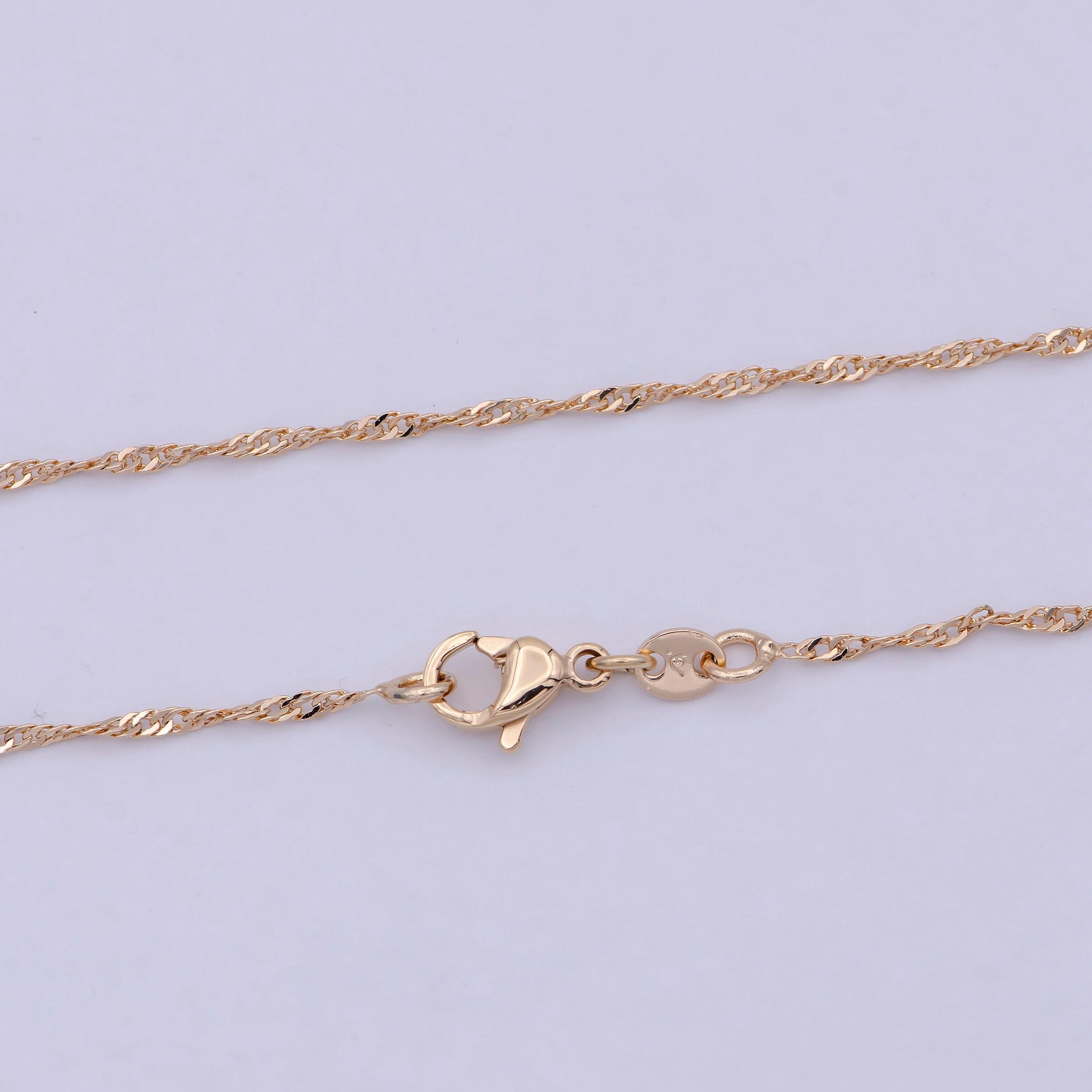 18k gold filled twisted singapore chain necklace, gold chain necklace layer dainty necklace wa-762
