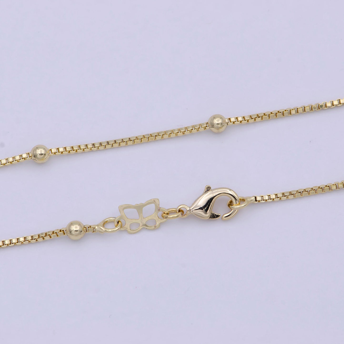 Dainty gold satellite bead chain box chain 18 inch necklace for jewelry making supply wa-753