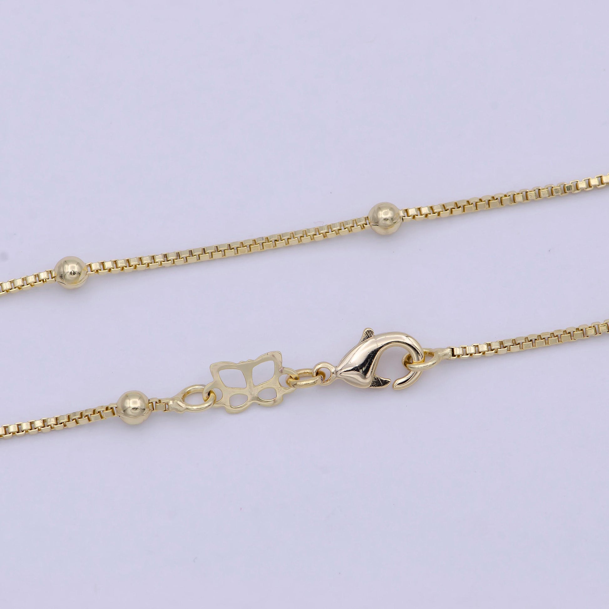 Dainty gold satellite bead chain box chain 18 inch necklace for jewelry making supply wa-753