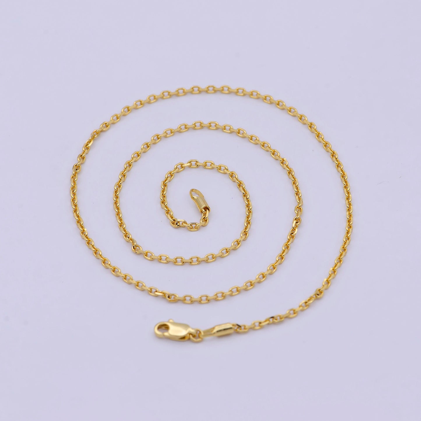 19.7'' ready to use 24k gold filled thin cable necklace chain layering cable chain dainty necklace, for pendant charm necklace making wa-743