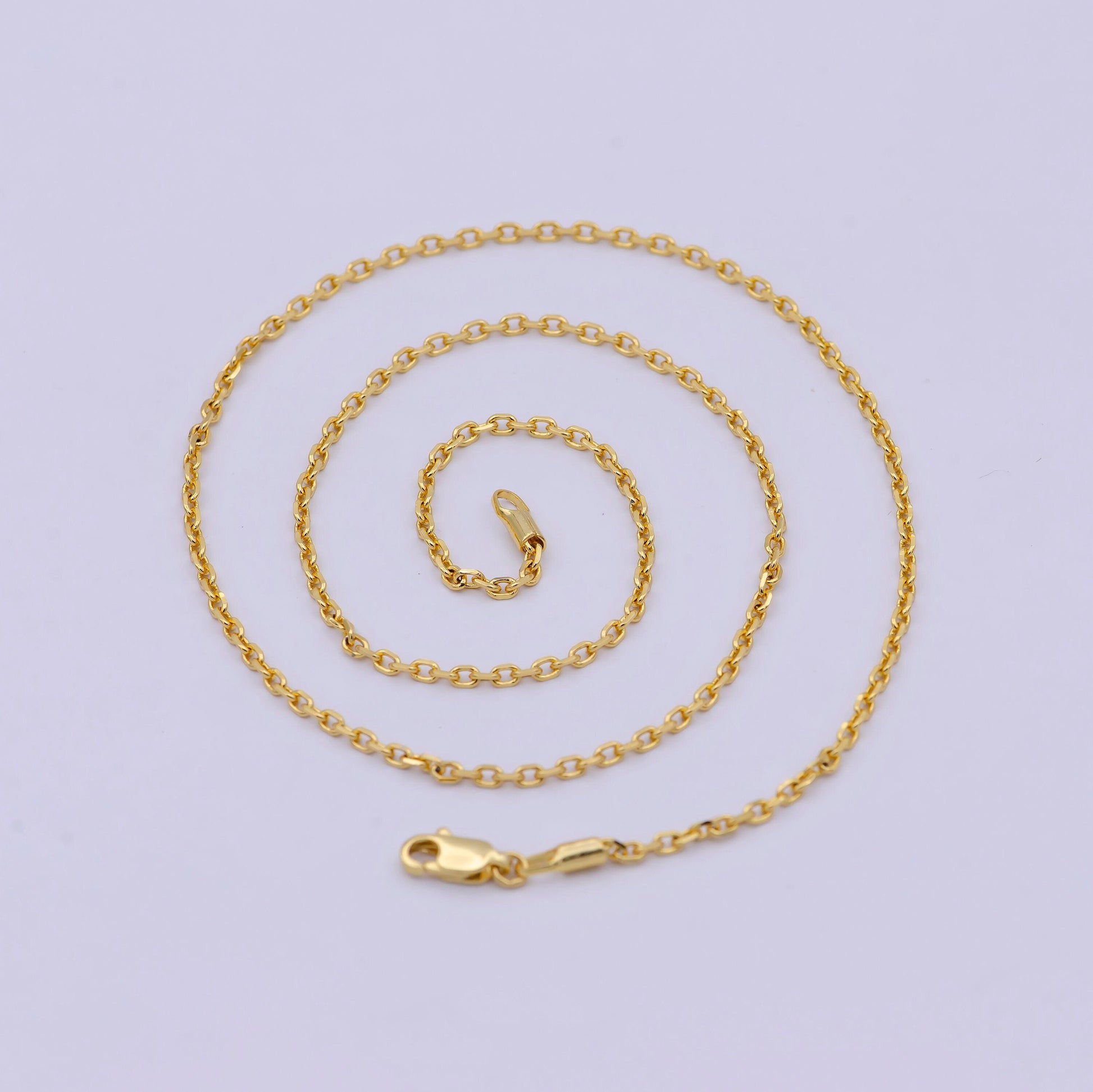 19.7'' ready to use 24k gold filled thin cable necklace chain layering cable chain dainty necklace, for pendant charm necklace making wa-743