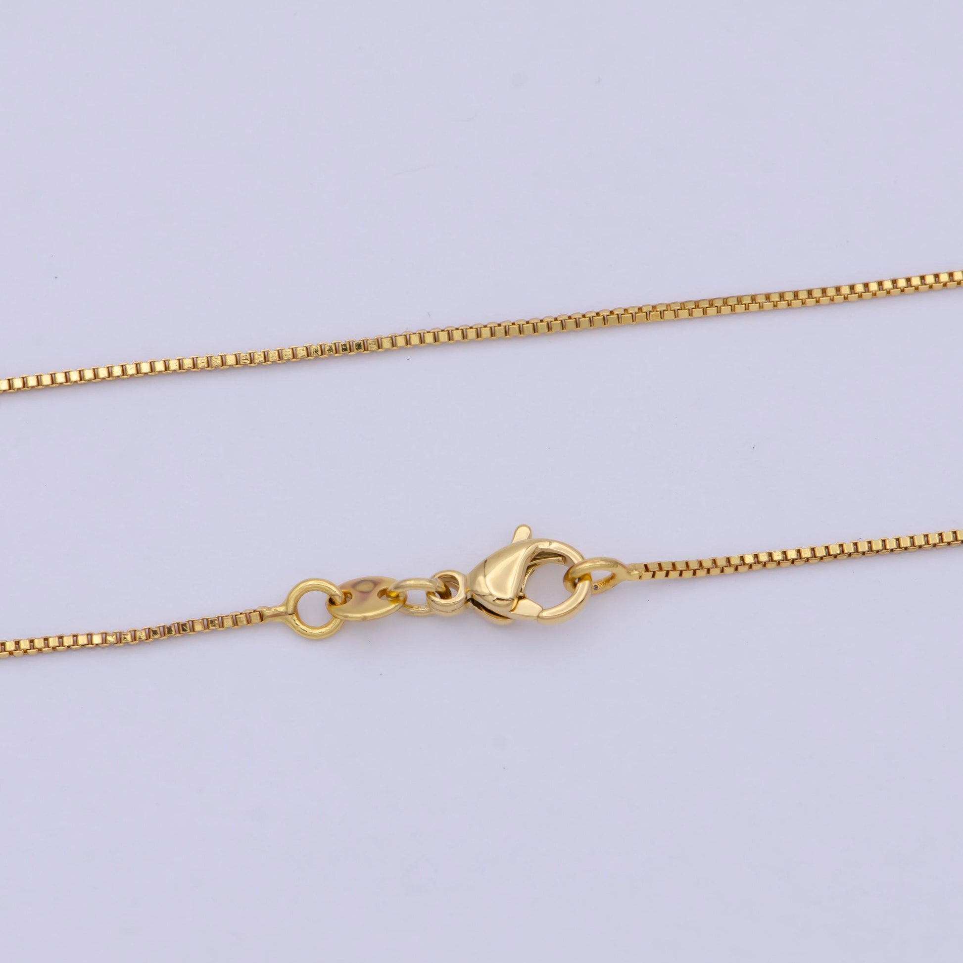 0.8 mm chain box necklace, 24k gold filled box chain, dainty gold filled chain, minimalist necklace 16 inch chain | wa-742