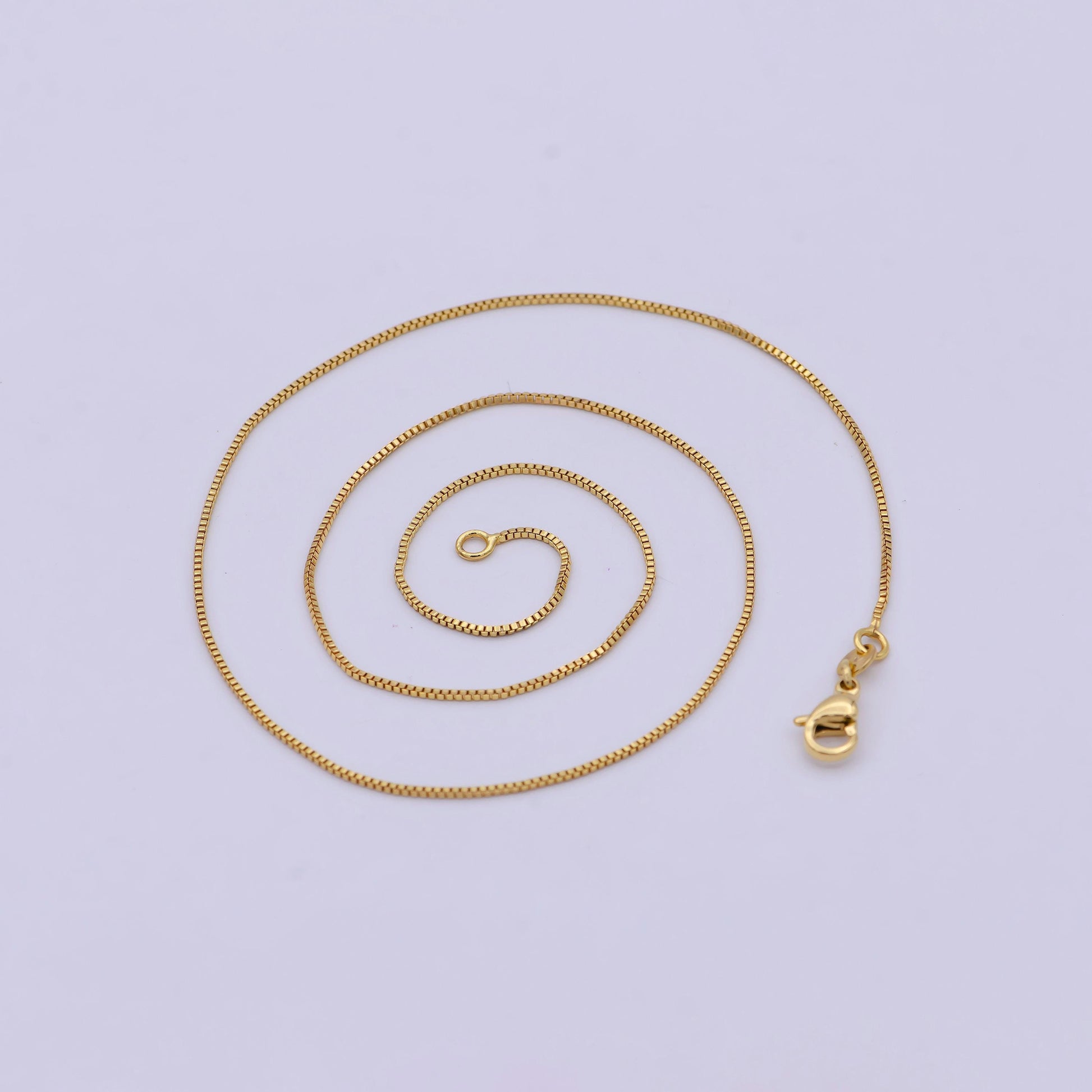 0.8 mm chain box necklace, 24k gold filled box chain, dainty gold filled chain, minimalist necklace 16 inch chain | wa-742