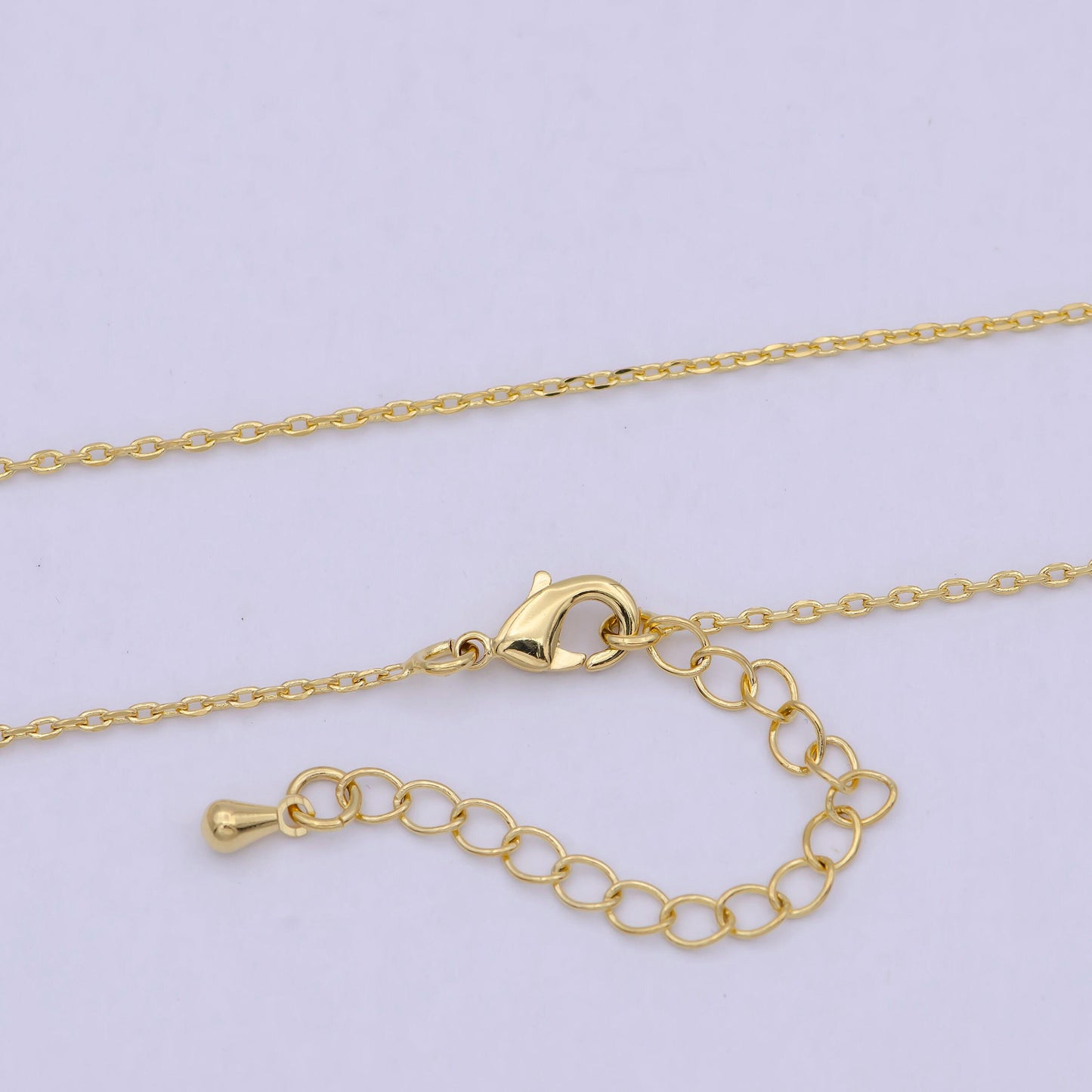 Dainty cable chain 24k gold filled chain necklace 17.7 inch + 2 inch long wa-734