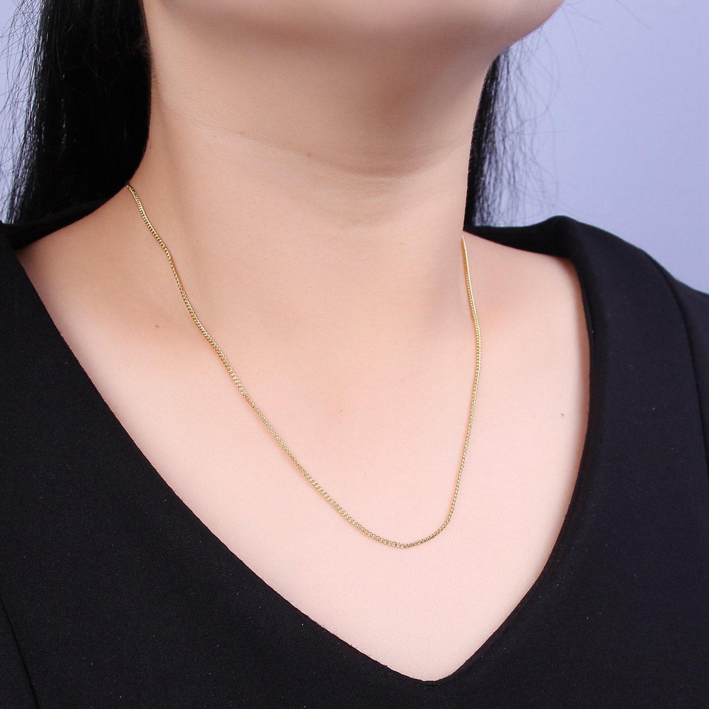 Dainty curb chain necklace - layering necklace - minimalist chain necklace - 24k gold filled chain necklace 17.5" wa-730